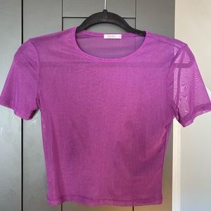 Purple Mesh Crop Top